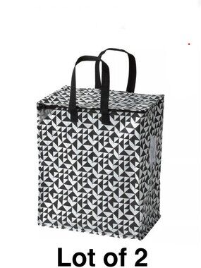 NWT Lot of 2 KNALLA IKEA Storage Bags White and Black